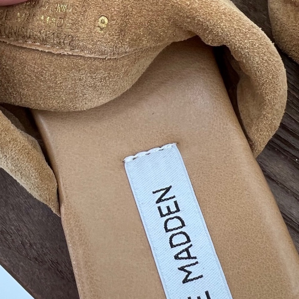 Steve Madden Tan Suede‎ Padded Double Strap Square Toe Slide Sandals 9 - Picture 7 of 7